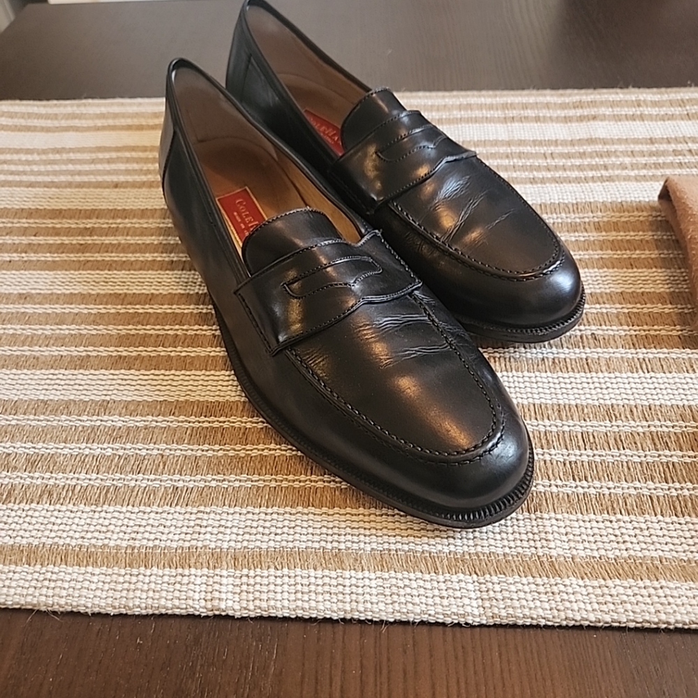 Mens Cole Haan Black Leather Penny Loafers